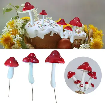 Vörös Szimulált Gomba Torta Topper Új DIY Hab Boldog Születésnapi Torta Díszítésére Sütés Desszert Dekoráció Gomba Cupcake Zászló