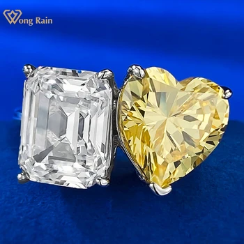 Wong Eső 100% 925 Sterling Ezüst Szív Emerald Vágott Labor Zafír Citrin Drágakő Gyűrű a Nők Jól Esküvő Ékszer Nagykereskedelem