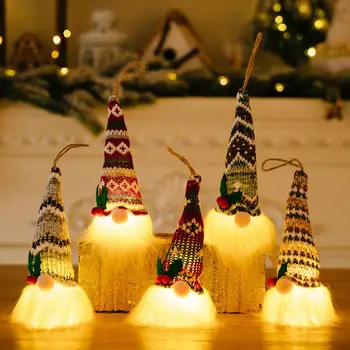 Xmas Gnome Arctalan Baba Szeszélyes Karácsonyi Dekoráció Izzó Babák Hosszú Kalap, Fehér Szakáll Otthon 