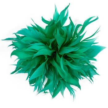 Zöld libatollas Virág Hairclip a Nők, Kiegészítők, Esküvői Bankett Tea Party Ékszerek Márkás Tollak Melltű Ajándék