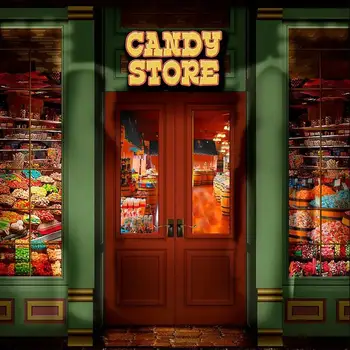 édesség bolt üzlet bár piros fa ajtó, ablak retro születésnapi fotó hátteret fél háttér