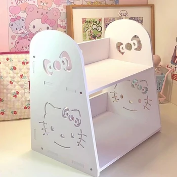 Új Sanrio Tároló Állvány HelloKitty Kuromi Cinnamoroll Anime Rajzfilm Pvc Fa Műanyag Tábla Asztali Befejező Tároló Állvány Ajándék