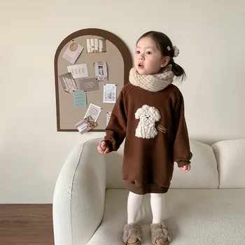 Őszi Téli Koreai Kisgyermek Lány Pulóver Pamut Rajzfilm, Kutya, Gyapjú Gyerek Lány Pullovers Alkalmi Meleg Kislány Hosszú Pulóvereket