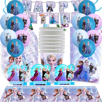 Disney Fagyasztott Hercegnő Lufi, Tányérok, Csészék Szülinapi Parti Szalvéta Dekoráció Lányok Szívességet Kavarog Banner Szívószál Popcorn Dobozok