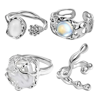 Természetes Kőből készült Üreges Gyűrűk Nők Y2K Trend Gyűrű Divat Ujját, Ékszerek